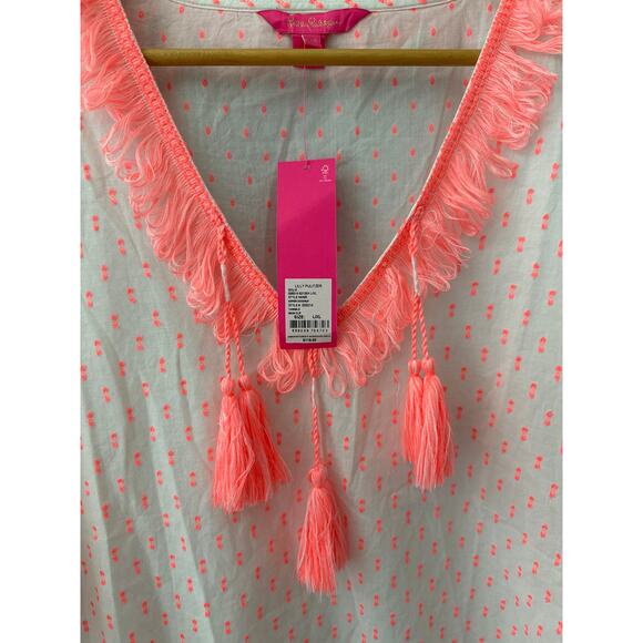 Lilly Pulitzer Kipper Swim Coverup Tangelo Neon Clip Size L/XL - Picture 9 of 12